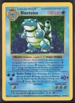 Blastoise Holo 2/102 Pokemon Base Set Shadowless - Image 1