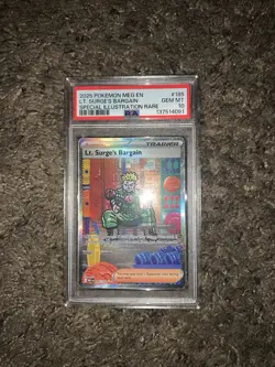 Pokemon TCG Lt. Surge's Bargin Special Illustration Rare PSA 10 Gem Mint #185 - Image 1