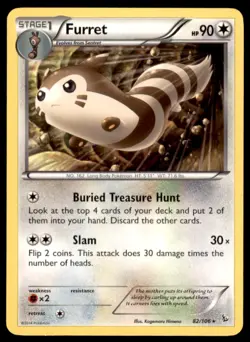 2014 Pokemon XY Flashfire Furret English #82 Rare - Image 1