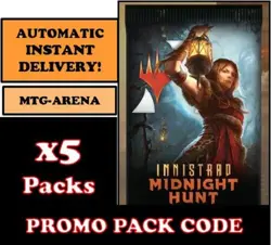 MAGIC MTG ARENA CODE CARD INNISTRAD MIDNIGHT 5 BOOSTERS PROMO PACK (5 CODES) MID - Image 1