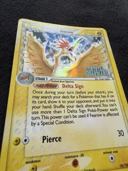 Pokemon TCG EX Crystal Guardians Delta Species Fearow Holo 18/100 Stamped LP - Image 3