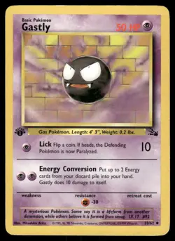 Pokemon Cards Gastly 33/62 1ST EDITION Fossil WOTC Uncommon MP - Image 1