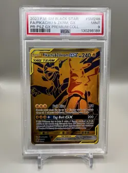 Pokemon 2021 Black Star Promos Holo Card Pikachu & Zekrom GX SM248 PSA 9 - Image 1
