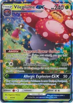Moderately Played Vileplume GX - 4/236 - Ultra Rare Pokemon Cosmic Eclipse - Image 1