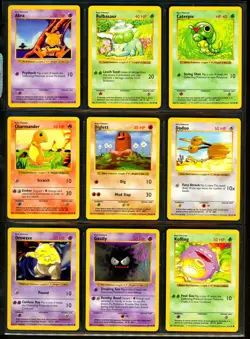 1999 Pokemon BASE SET SHADOWLESS Edition COMPLETE Non Holo COMMON Cards Lot NM+ - Image 2
