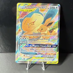 Pokemon TCG Eevee & Snorlax GX SM169 Alt Art Tag Team Sun & Moon Promo LP - Image 1