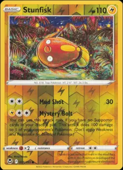 Pokemon - Stunfisk #055/195 - SWSH12: Silver Tempest Reverse Holo - Image 1