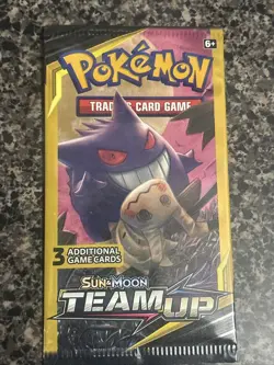 Pokemon Team Up Booster Pack (3 Card Mini Pack) - Sealed - Gengar Mimikyu Art - Image 1