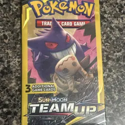 Pokemon Team Up Booster Pack (3 Card Mini Pack) - Sealed - Gengar Mimikyu Art - Image 2