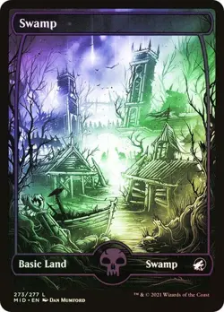 Swamp FOIL FULL ART - 273/277 - Basic Land - Innistrad: Midnight Hunt MID MTG - Image 1