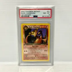 PSA 8 Dark Charizard 1st Edition 21/82 Non Holo - Rocket - Graded Pokemon Card - Image 1