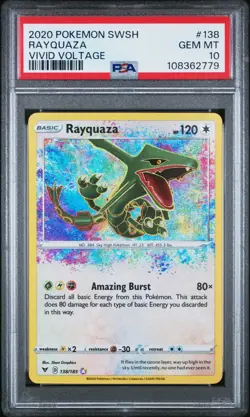 Rayquaza 138/185 Vivid Voltage Amazing Rare PSA 10 Pokemon Card - Image 1
