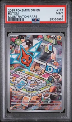2025 POKEMON DRI EN-DESTINED RIVALS ILLUSTRATION RARE #197 ROTOM PSA 9 - Image 1