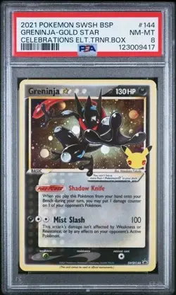 GRENINJA-GOLD STAR #144 PSA 8 2021 POKEMON SWSH BLACK STAR PROMO - Image 1