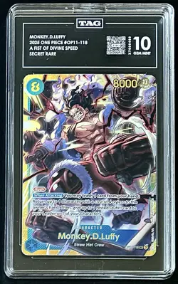 TAG 10 One Piece OP11-118 SEC Monkey.D.Luffy Secret Rare - ENG - Foil - Graded - Image 1