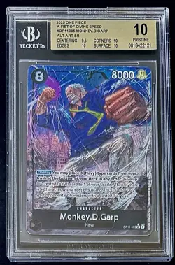 BGS 10 One Piece OP11-095 SR* Monkey.D.Garp Alt Art - English - Foil - Graded - Image 1