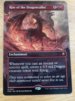 Magic the Gathering MTG Rite of the Dragoncaller x1 Mythic Borderless Card NM/M - Image 1