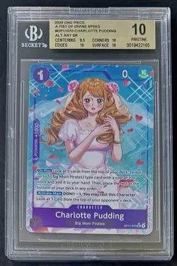 BGS 10 One Piece OP11-070 SR* Charlotte Pudding Alt Art - English - Foil -Graded - Image 1