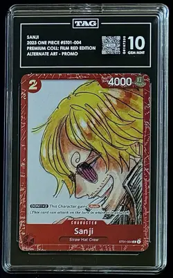 TAG 10 One Piece ST01-004 C Sanji - ENG - Foil - Film Red - Graded - Image 1