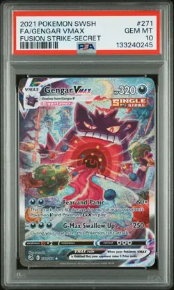2021 POKEMON SWORD & SHIELD FUSION STRIKE SECRET FULL ART/GENGAR VMAX PSA 10 - Image 1