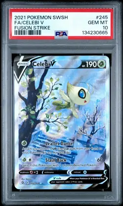 2021 POKEMON SWORD & SHIELD FUSION STRIKE #245 FULL ART/CELEBI V PSA 10 - Image 1
