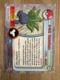 Oddish #43 Blue Label - Pokemon Topps TV Animation NM - Image 2