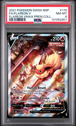 2021 POKEMON SWSH BLACK STAR PROMO #179 FULL ART/FLAREON V PSA 8 - Image 1