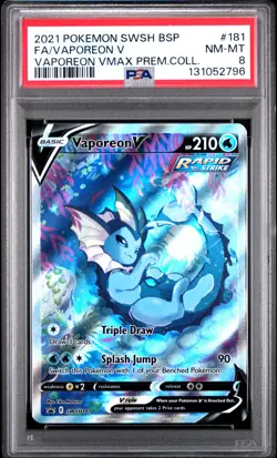 2021 POKEMON SWSH BLACK STAR PROMO #181 FULL ART/VAPOREON V PSA 8 - Image 1