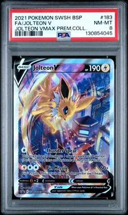 2021 POKEMON SWSH BLACK STAR PROMO #183 FULL ART/JOLTEON V PSA 8 - Image 1