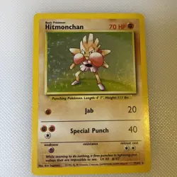 Hitmonchan Pokemon Base Set 1999 Unlimited Holo Card 7/102 - HP - Image 1
