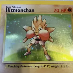 Hitmonchan Pokemon Base Set 1999 Unlimited Holo Card 7/102 - HP - Image 2