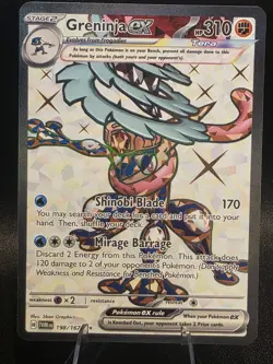 Pokemon TCG Greninja EX Twilight Masquerade Ultra Rare Card 198/167 NM Condition - Image 1