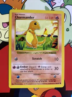 Pokemon Card Charmander Base Set 46/102 Common Unlimited LP-NM - Image 1