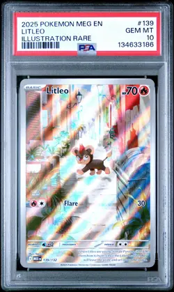 2025 POKEMON MEG EN-MEGA EVOLUTION ILLUSTRATION RARE #139 LITLEO PSA 10 - Image 1