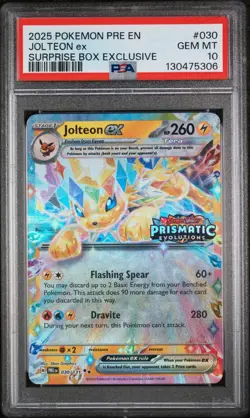2025 POKEMON PRE EN-PRISMATIC EVOLUTIONS #030 JOLTEON EX PSA 10 - Image 1