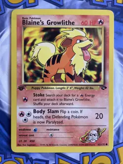 1st Edition Blaine’s Growlithe 62/132 - Gym Challenge - Near Mint - Image 1