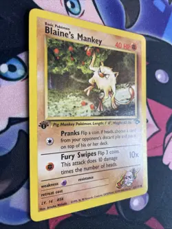 Pokemon TCG 63/132 Blaine's Mankey Gym Challenge 1st Ed Common NM/LP - Image 2