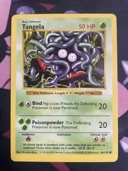 Tangela 66/102 - Pokemon TCG 1999 Shadowless Base Set - Vintage WOTC - MP - Image 1