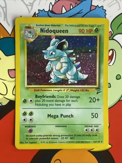 Pokemon Nidoqueen Base II 12/130 Holo Swirl MP - Image 1