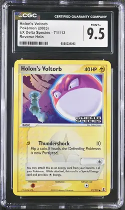 CGC 9.5 Holon's Voltorb EX Delta Species 71/113 Reverse Holo Stamped Pokemon - Image 1