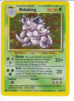 Nidoking - 11/102 - Pokemon Base Set Unlimited Holo Rare Card WOTC LP - Image 1