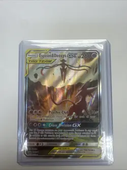 Pokemon TCG Espeon & Deoxys GX SM240 Black Star Promo Holo Card Near Ment - Image 1