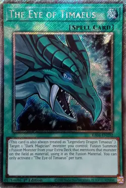 RA04-EN192 THE EYE OF TIMAEUS PLATINUM SECRET RARE 1ST EDITION YuGiOh CARD - Image 1