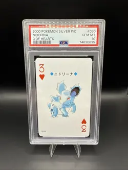 2000 POKEMON LUGIA VERSION PLAYING CARD 3 OF HEARTS #030 NIDORINA PSA 10 - Image 1