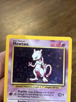 Pokemon TCG Mewtwo 10/102 Base Set Unlimited Holo Rare Vintage Foil Card Wotc - Image 2