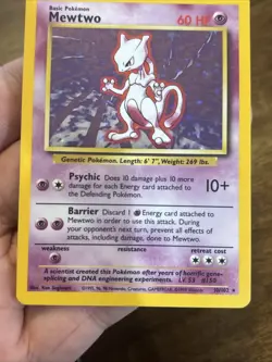 Pokemon TCG Mewtwo 10/102 Base Set Unlimited Holo Rare Vintage Foil Card Wotc - Image 3