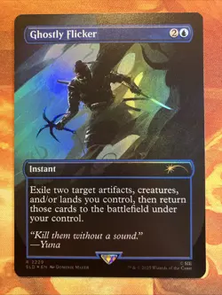 MTG Rainbow Foil Borderless Ghostly Flicker SLD: PlayStation X Ghost of Tsushima - Image 1