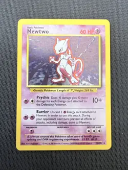 Pokemon Mewtwo Base Unlimited 10/102 Holo Rare LP/NM WOTC 1999 - Image 3