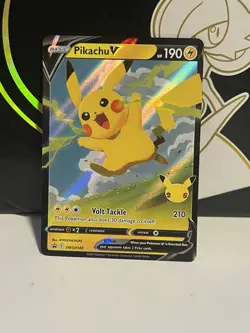 2021 Pikachu V Celebrations Black Star SWSH143 Promo Pokemon 25th Anniversary - Image 1