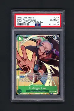 One Piece CCG Trafalgar Law Alt Art Parallel OP01-047 PSA 10 GEM MINT TCG - Image 1